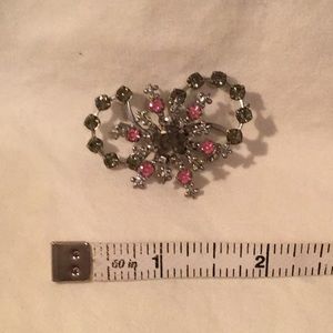 Vintage | Jewelry | Vintage Gray And Pink Rhinestone Pin | Poshmark